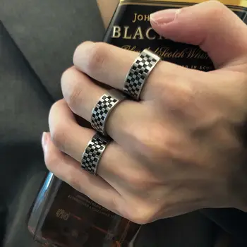 1 шт. Крутое кольцо в шахматном порядке для мужчин и женщин, винтажное хипстерское кольцо с одним отверстием, Регулируемый аксессуар для пальцев