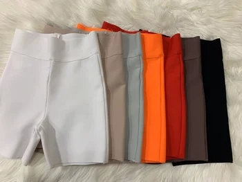 10 Цветов Бандажных шорт Белые Черные Серые Бандажные короткие брюки с высокой талией Высококачественные винтажные шорты из вискозы