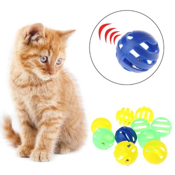 10 шт./лот Пластиковые игрушки для домашних животных с маленьким колокольчиком Диаметром 3,5 см, игрушка-мяч для кошек