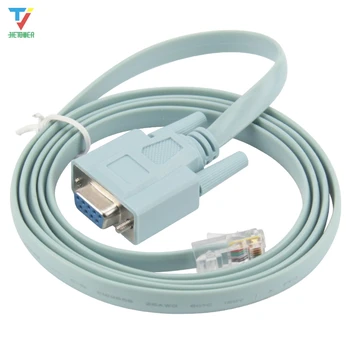 100 шт./лот Сетевой кабель с разъемом DB9 на RJ45 для маршрутизатора Cisco Switch Синий консольный кабель с последовательным портом, кабель для ролловера, последовательный кабель