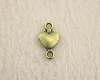 110 шт./лот 15*7 мм древнее бронзовое сердце соединитель подвески-шармы DIY ювелирные изделия для браслета ожерелье серьги