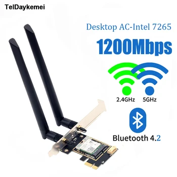 1200 Мбит/с Bluetooth 4,2 PCi Express Wifi Адаптер 2,4 G/5G Двухдиапазонная Беспроводная Карта Intel 7265 PCI-E Для Настольных ПК