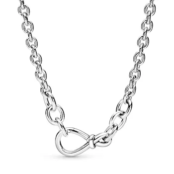 2020 Новое Оригинальное ожерелье из 100% стерлингового серебра 925 пробы с массивной цепочкой в виде бесконечного узла для женщин, подарок 