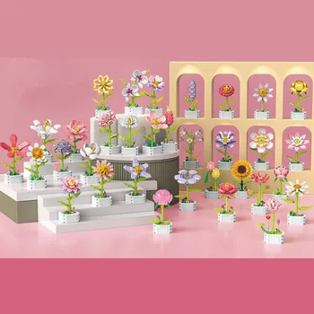 2022 Городское творчество Бессмертные цветы Суккулентное растение Строительные блоки Кирпичи DIY MOC Сборочные игрушки для девочек в подарок