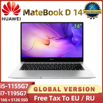 2022 Ноутбук HUAWEI MateBook D 14 i5-1155G7 / i7-1195G7 Процессор Intel Xe GPU 16 ГБ 512 ГБ 14 