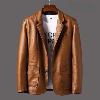 2023 Veste En Cuir PU Surdimensionnee Pour Homme Nouvelle Коллекция Automne /Мужская Приталенная Модная Повседневная Кожаная куртка A14