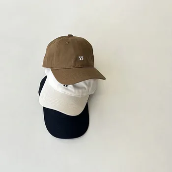 2023 Весна и осень Корейская модная простая солнцезащитная шляпа для мальчиков и девочек, бейсбольная кепка, Солнцезащитная кепка Оптом 52-54 см