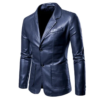 2023 мужская кожаная одежда кожаный костюм выстиранная кожаная одежда мужская однобортная кожаная куртка молодежное пальто
