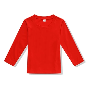 2023 Новая весенне-осенняя футболка с длинными рукавами для мальчиков и девочек, однотонная повседневная рубашка с круглым вырезом