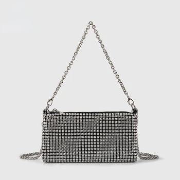 2023 Новая женская сумка, универсальная сумка со стразами и бриллиантовой цепочкой, мини-сумки, женский кошелек, сумки через плечо