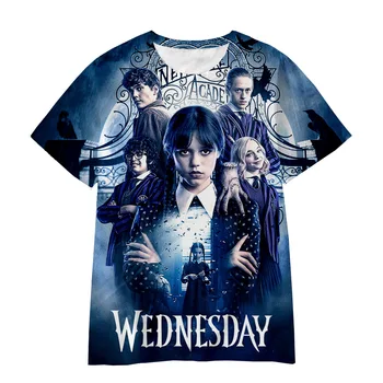 2023 Новая футболка с 3D-принтом Wednesday Addams Для мужчин, женщин и детей, летняя повседневная поп-одежда в новом стиле, футболки-топы
