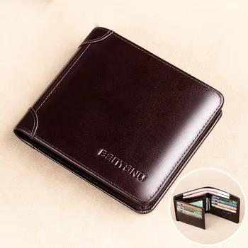 2023 Новый RFID мужской кошелек из натуральной кожи, винтажный короткий кошелек для мужчин, мини-держатель для карт, мужской короткий кошелек, мужской трехслойный кошелек