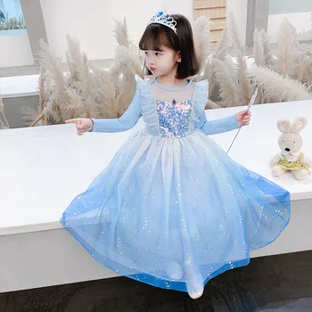 2023 Платье принцессы Айши, весеннее платье для девочек, детские весенние и осенние платья на день рождения, пышная юбка из пряжи