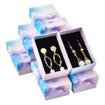 20шт Синих картонных подарочных коробок для ювелирных изделий с губчатой прокладкой внутри для ожерелий, браслетов, серег, колец, женских подарков Cloud