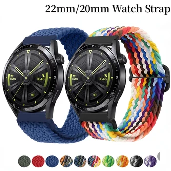22 мм 20 мм Нейлоновый Плетеный Ремешок С Петлей Для Samsung Watch 3/4 Active 2 Huawei Watch 3/GT Браслет Amazfit GTR/Stratos Belt