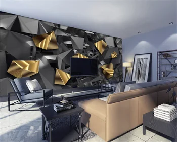 3D геометрический рельеф стены золотой рудник промышленный стиль фоновая стена украшение дома фреска пользовательские фотообои из папье-маше