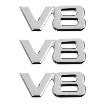 3X 3D Серебристый Автомотор V8 Задняя Эмблема Автомобиля Наклейка На Значок Наклейка 7,5X3,5 см