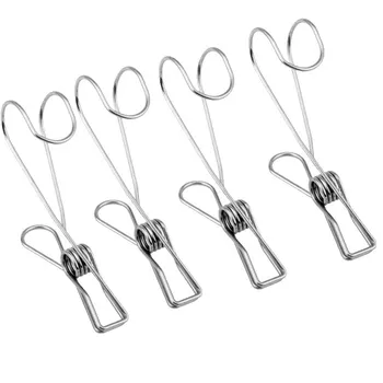 4 piezas de clip de cola larga de acero inoxidable con ganchos, pinzas de metal para colgar en la oficina de cocina al aire l...