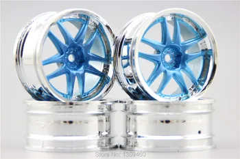 4шт 1/10 Touring & Drift Обод колеса HD5CB (Хром + синяя окраска) смещение 4 мм подходит для 1: 10 Touring & Drift автомобилей 1/10 обода 10765