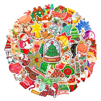 50шт Мультяшных Милых Рождественских елок Санта Клауса, Милых Наклеек для детских игрушек, багажа, ноутбука, Ipad, гитарных наклеек Оптом