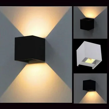 6 Вт 9 Вт 12 Вт COB Modern Brief Cube Регулируемый Настенный светодиодный светильник для поверхностного монтажа Наружный Водонепроницаемый настенный светильник Садовое бра
