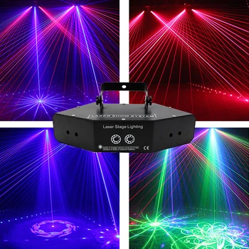 6 Глаз Dj RGB Лазерный сканер линейного луча с рисунком Мини Диско Лазерный Сценический светильник Противотуманная Машина Ночной Клуб KTV Бар