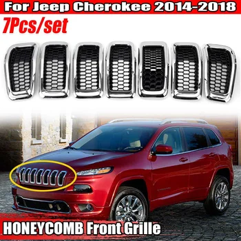 7x Заменена Передняя Верхняя Сетчатая Решетка радиатора Автомобиля, Аксессуары для внешнего оформления Jeep Cherokee 2014-2018