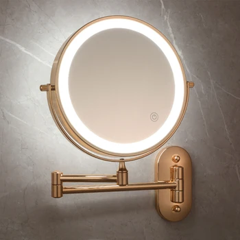 8-дюймовое Зеркало Для макияжа Матовое Золотое 3x/5x/7x/10x Увеличительное Двойное Боковое USB-Зарядное Устройство Для Ванной комнаты 3 цвета света Умные Косметические Зеркала