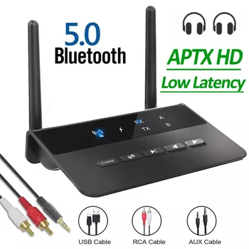 80M Bluetooth 5.0 Передатчик Приемник Aptx HD LL С Низкой Задержкой Беспроводной Аудиоадаптер 3,5 мм AUX RCA Разъем для ПК ТВ Наушников