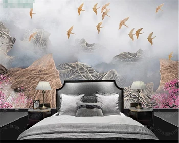 beibehang Украшение спальни гостиной картина в новом китайском стиле абстрактная линия художественная концепция ТВ фоновые обои