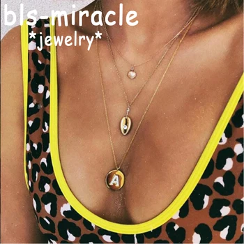 Bls-чудо-Модные ожерелья с подвеской в виде морской раковины для женщин, Богемное длинное многослойное ожерелье, ошейник, Ювелирный подарок 91