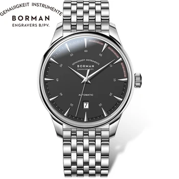 BORMAN Новые роскошные мужские механические наручные часы с датой из нержавеющей стали, мужские часы с сапфировым стеклом топового бренда reloj hombre