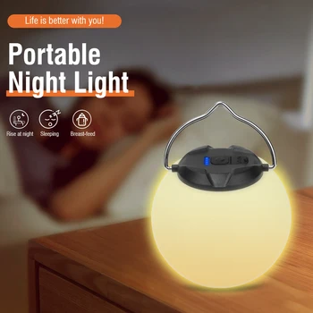 BORUIT светодиодный ночник Подвесной шаровой светильник Теплый свет USB перезаряжаемая батарея 18650 3 режима Водонепроницаемый для чтения в кемпинге