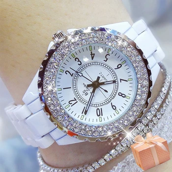 BS Элегантные Керамические Часы для Женщин Бесплатная Доставка Элитных брендов, Стразы, Водонепроницаемые Наручные Часы для Дам Montre Femme 2022