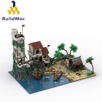 BuildMoc Creative Bricks Модель The Cursed Beach Bay Port Набор строительных блоков Island House Bricks Игрушки Подарки для детей