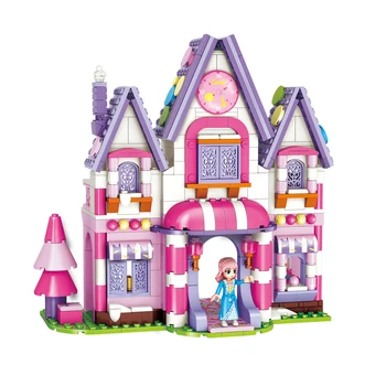 Candy House 449pcs Friends Pink girl Castle Обучающие строительные блоки, наборы модельных кирпичей, развивающие игрушки для детей