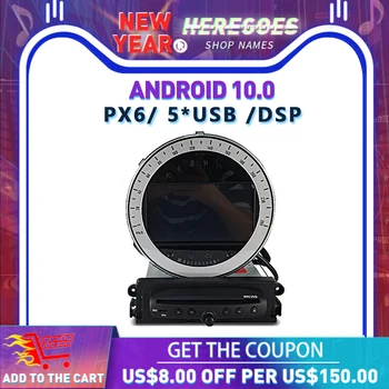 Carplay DSP PX6 1 din Android 10,0 4 ГБ 64 ГБ Автомобильный DVD-плеер GPS Карта RDS Радио Wifi Bluetooth5.0 Для BMW Mini Cooper R56 2006-2013