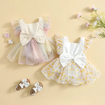 Citgeett/ Летнее боди для новорожденных девочек, юбка-пачка, платье принцессы без рукавов с бантом, повседневная одежда