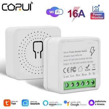 CORUI Tuya Wifi Mini Smart Energy Monitor Модуль переключения 6A 2-позиционный переключатель управления Мини-выключатель Smart Life Control Домашний ассистент