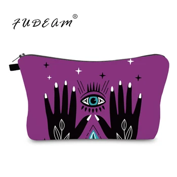 FUDEAM Hand Blue Evil Eye Женская водонепроницаемая фиолетовая косметичка для хранения туалетных принадлежностей, косметичка для путешествий, женская сумка для кистей