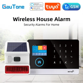 GauTone Умный дом, Wi-Fi, GSM Сигнализация для дома с датчиком движения, Беспроводная сирена, IP-камера ночного видения, поддержка Tuya, Alexa