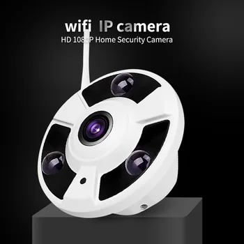 HD 1080P 5MP Рыбий Глаз 180 Градусов Широкоугольная WIFI IP-Камера Беспроводное Аудио Видеонаблюдение Wi-Fi Cam Onvif TF Слот Для карты CamHi App