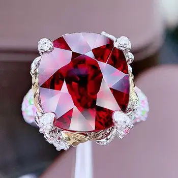 HJY Твердое 18-каратное золото, натуральный красный турмалин, драгоценные камни, бриллианты весом 12,86 карата, женские кольца для женщин, изящное кольцо