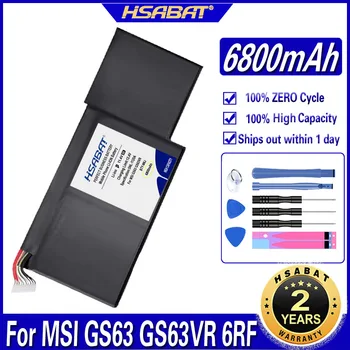 HSABAT BTY-M6J Аккумулятор для ноутбука 6800 мАч для MSI GS63VR GS73VR 6RF-001US BP-16K1-31 9N793J200 Планшетный ПК MS-17B1 MS-16K2 Батареи
