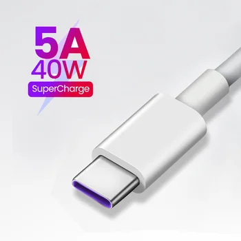 iLEPO 5A USB Type C Кабель Для Быстрой зарядки Данных USB-C Шнур Для Huawei SCP P40 Pro Mate 30 P30 Pro 40 Вт PD Быстрая Зарядка 1/1.5/2 м