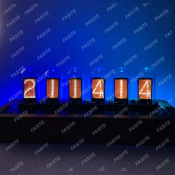IPS Nixie Tube RGB Цифровые Светодиодные ламповые часы с подсветкой Деревянные Роскошные Креативные Электронные Настольные часы Вакуумные Часы Украшения в Подарок
