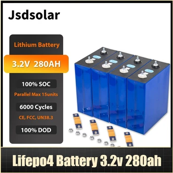 Jsdsolar 3,2 V 280Ah Lifepo4 Аккумуляторная батарея DIY 12V 280AH для электромобиля RV, не облагаемая налогом на солнечную энергию, гольф-кар на солнечной энергии