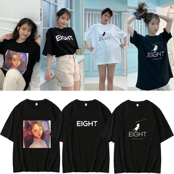 K POP Kpop IU, новый хит, восьмая песня с мультяшным принтом, повседневная футболка с круглым вырезом для летнего стиля, свободная футболка унисекс с коротким рукавом