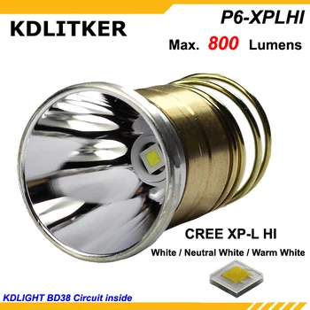 KDLITKER P6-XPLHI Cree XP-L HI White 6500K/Нейтральный белый 4500K/ Теплый белый 3000 K 800 люмен 3V-9V LED P60 Drop-in (диаметр 26,5 мм)