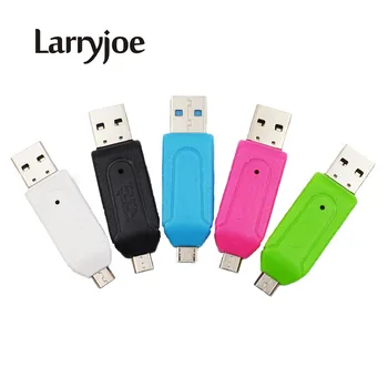 Larryjoe 2 в 1 USB OTG Кард-ридер Универсальный Micro USB OTG TF/SD Кард-Ридер Телефонные Удлинители Micro USB OTG Адаптер